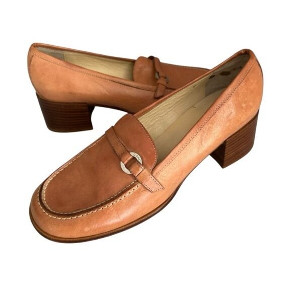 Coach Shoes - Coach Vintage Gertrude Heeled Loafers Black Leather Size 8B Classic Preppy